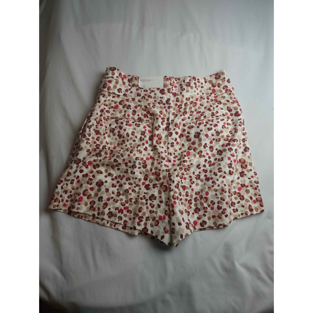 Ann Taylor Red Pink Animal Print High Waist Pleated Shorts Size 12 New - Picture 6 of 7